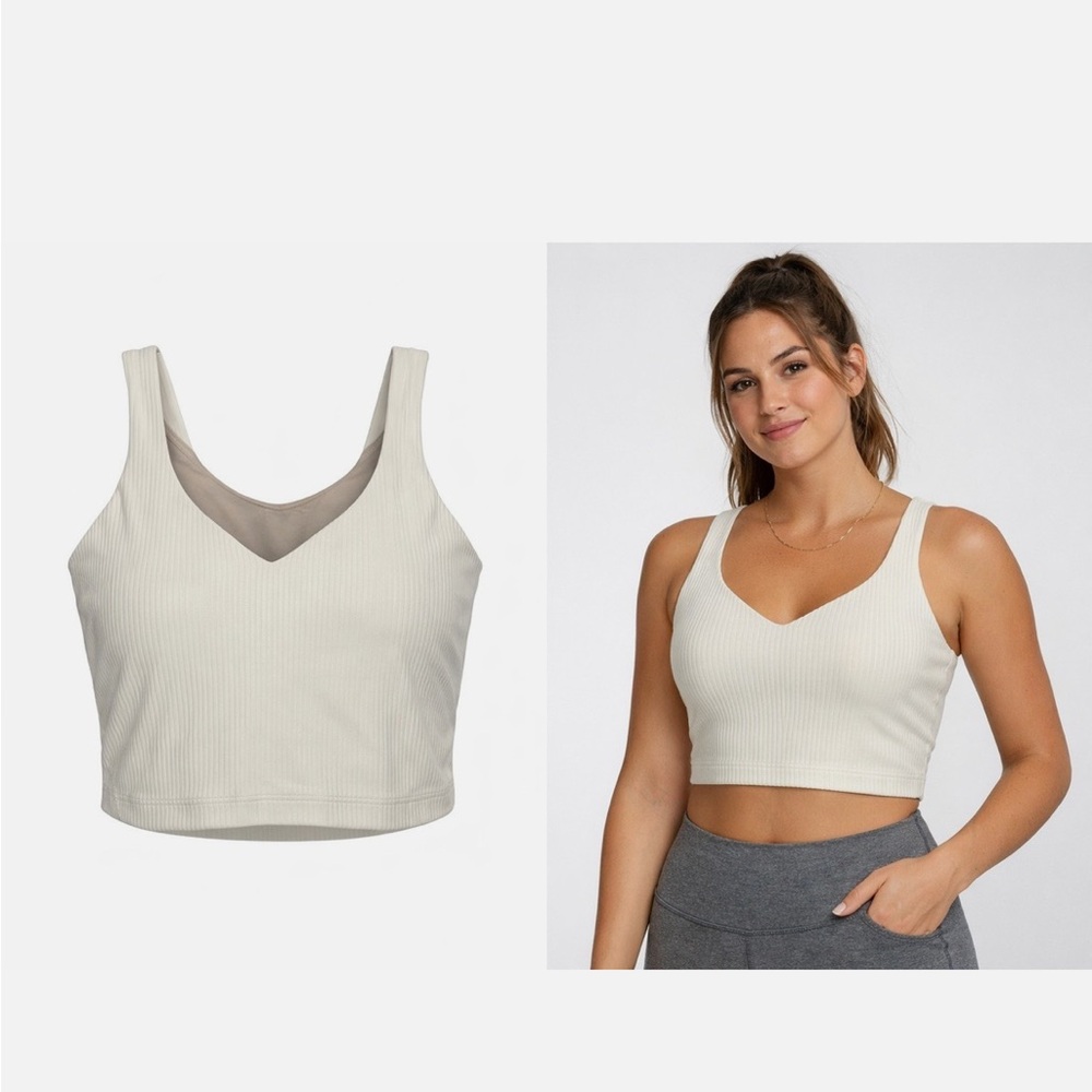 lululemon Align Ribbed Tank Shine Size 4  Built-In Bra Cream